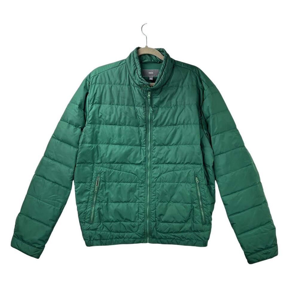 Vince Men's M Quilted Down Puffer Jacket Snap Front Stand Collar Casual Coat